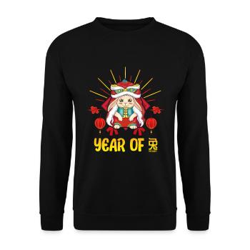 Happy Chinese New Year Of The Rabbit - Unisex Pullover - Schwarz - Vorne - Alina (178cm) & Michal (187cm)