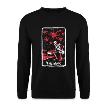 The Star Blood Red Skeleton Skull Tarot Card - Unisex Pullover - Schwarz - Vorne - Alina (178cm) & Michal (187cm)