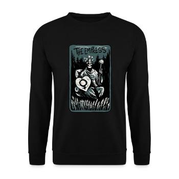 The Empress Skeleton Skull Tarot Card - Unisex Pullover - Schwarz - Vorne - Alina (178cm) & Michal (187cm)