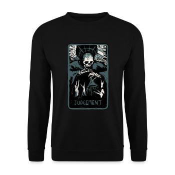 Judgement Skeleton Skull Tarot Card - Unisex Pullover - Schwarz - Vorne - Alina (178cm) & Michal (187cm)