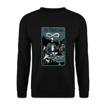 The Magician Skeleton Skull Tarot Card - Unisex Pullover - Schwarz - Vorne - Alina (178cm) & Michal (187cm)