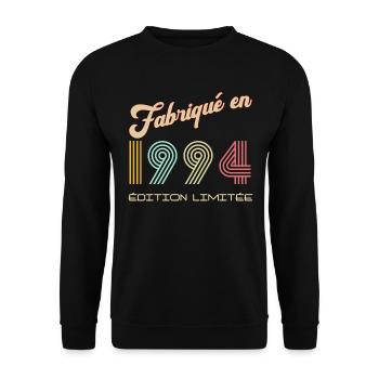 Fabriqué en 1994 vintage anniversaire Homme - Sweat-shirt Unisexe - noir - Devant - Alina (178cm) & Michal (187cm)