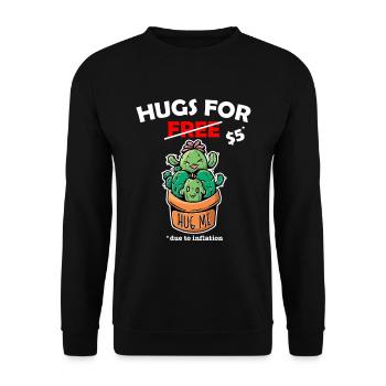 Funny cute cactus valentine costume Hugs For Free - Unisex Pullover - Schwarz - Vorne - Alina (178cm) & Michal (187cm)