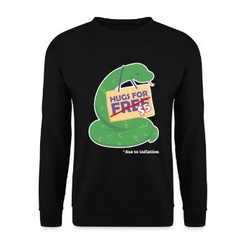 Funny cute snake valentine costume Hugs For Free - Unisex Pullover - Schwarz - Vorne - Alina (178cm) & Michal (187cm)