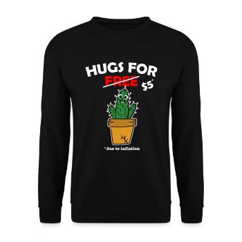Funny cute cactus valentine costume Hugs For Free - Unisex Pullover - Schwarz - Vorne - Alina (178cm) & Michal (187cm)