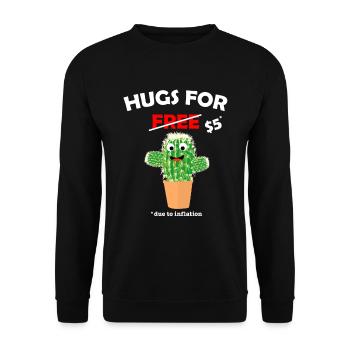 Funny cute cactus valentine costume Hugs For Free - Unisex Pullover - Schwarz - Vorne - Alina (178cm) & Michal (187cm)