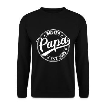Bester Papa 2023 Retro Vatertag 2023 Papa 2023 - Unisex Pullover - Schwarz - Vorne - Alina (178cm) & Michal (187cm)