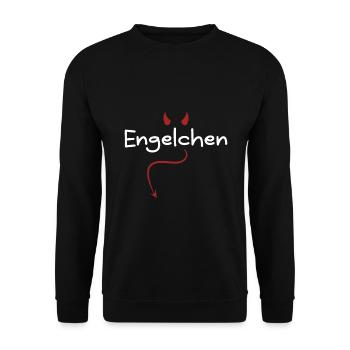 Engelchen Engel Kostüm Teufelchen oder Engelchen - Unisex Pullover - Schwarz - Vorne - Alina (178cm) & Michal (187cm)