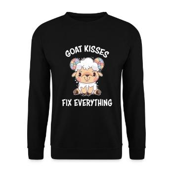 Spreading Love Laughter Goat Kisses Fix Everything - Unisex Pullover - Schwarz - Vorne - Alina (178cm) & Michal (187cm)
