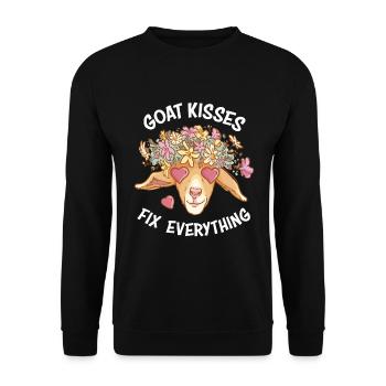 Spreading Love Laughter Goat Kisses Fix Everything - Unisex Pullover - Schwarz - Vorne - Alina (178cm) & Michal (187cm)
