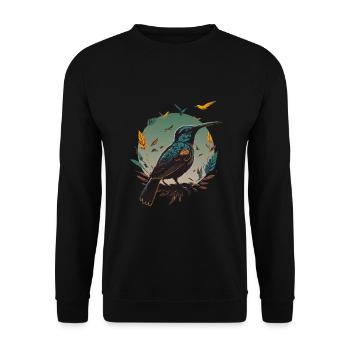 Nature Lovers - Charming Hummingbird - Unisex Pullover - Schwarz - Vorne - Alina (178cm) & Michal (187cm)