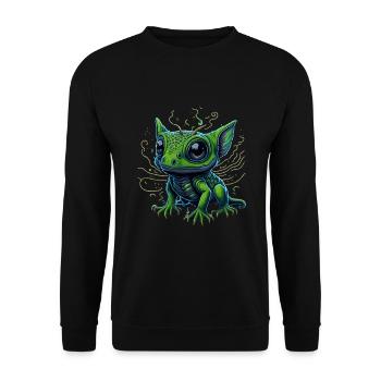 Gamer's Perfect Illustration - Cute Colorful Gekko - Unisex Pullover - Schwarz - Vorne - Alina (178cm) & Michal (187cm)