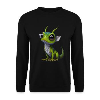 Gamer's Perfect Illustration - Cute Colorful Gekko - Unisex Pullover - Schwarz - Vorne - Alina (178cm) & Michal (187cm)