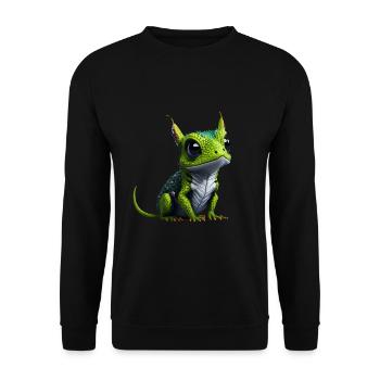 Gamer's Perfect Illustration - Cute Colorful Gekko - Unisex Pullover - Schwarz - Vorne - Alina (178cm) & Michal (187cm)