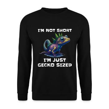 "I'm Not Short, I'm Just Gecko Sized" Cute Gecko - Unisex Sweatshirt - black - Front - Alina (178cm) & Michal (187cm)