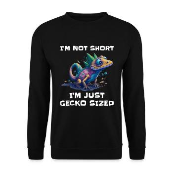 "I'm Not Short, I'm Just Gecko Sized" Cute Gecko - Unisex Sweatshirt - black - Front - Alina (178cm) & Michal (187cm)