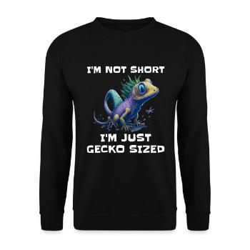 "I'm Not Short, I'm Just Gecko Sized" Cute Gecko - Unisex Sweatshirt - black - Front - Alina (178cm) & Michal (187cm)