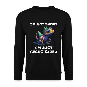 "I'm Not Short, I'm Just Gecko Sized" Cute Gecko - Unisex Sweatshirt - black - Front - Alina (178cm) & Michal (187cm)