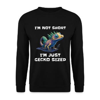 "I'm Not Short, I'm Just Gecko Sized" Cute Gecko - Unisex Sweatshirt - black - Front - Alina (178cm) & Michal (187cm)