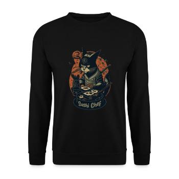 Japanese-Inspired Feline Culinary Cat Sushi Chef - Unisex Sweatshirt - black - Front - Alina (178cm) & Michal (187cm)