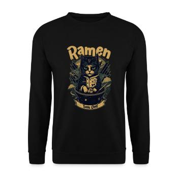 Japanese-Inspired Feline Culinary Cat Sushi Chef - Unisex Sweatshirt - black - Front - Alina (178cm) & Michal (187cm)