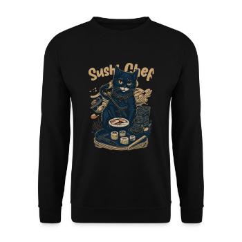 Japanese-Inspired Feline Culinary Cat Sushi Chef - Unisex Sweatshirt - black - Front - Alina (178cm) & Michal (187cm)