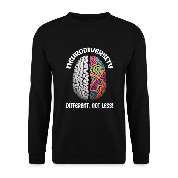 "Different, Not Less" Neurodiversity - Unisex Pullover - Schwarz - Vorne - Alina (178cm) & Michal (187cm)