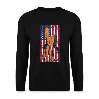 Patriotic Myth: Retro Bigfoot Meets July 4th - Unisex Pullover - Schwarz - Vorne - Alina (178cm) & Michal (187cm)