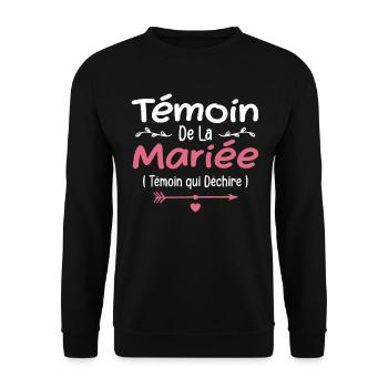 Témoin de la Mariée Témoin qui Déchire - Sweat-shirt Unisexe - noir - Devant - Alina (178cm) & Michal (187cm)