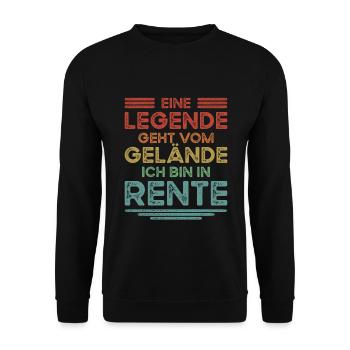 Verabschiedung Rente Renteneintritt Retro Rentner - Unisex Pullover - Schwarz - Vorne - Alina (178cm) & Michal (187cm)