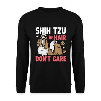 Les cheveux Shih Tzu s’en fichent - Sweat-shirt Unisexe - noir - Devant - Alina (178cm) & Michal (187cm)