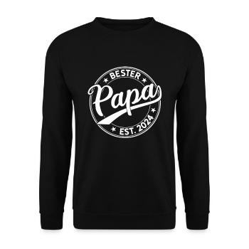 Bester Papa Est. 2024 Vater 2024 Papa seit 2024 - Unisex Pullover - Schwarz - Vorne - Alina (178cm) & Michal (187cm)
