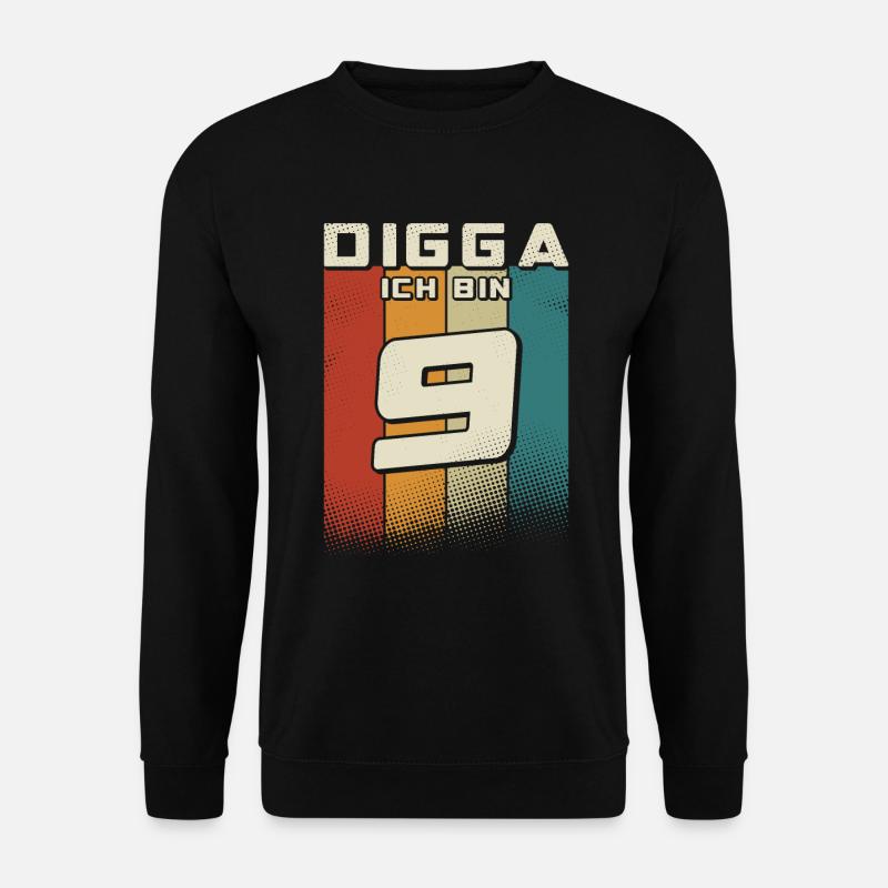 Digga ich bin 9 Jahre Junge 9. Geburtstag Retro - Unisex Pullover - Schwarz