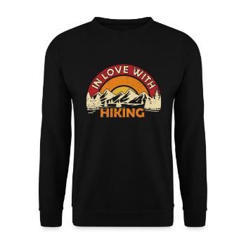 Wandern Wanderer In Love with Hiking Retro Wander - Unisex Pullover - Schwarz - Vorne - Alina (178cm) & Michal (187cm)