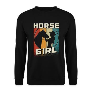 Horse Girl Pferdemädchen Pferdereiten Reiterin - Unisex Pullover - Schwarz - Vorne - Alina (178cm) & Michal (187cm)
