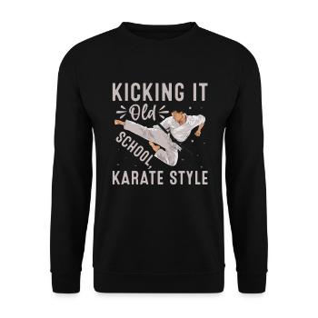 Kicking it old school Style Karaté - Sweat-shirt Unisexe - noir - Devant - Alina (178cm) & Michal (187cm)