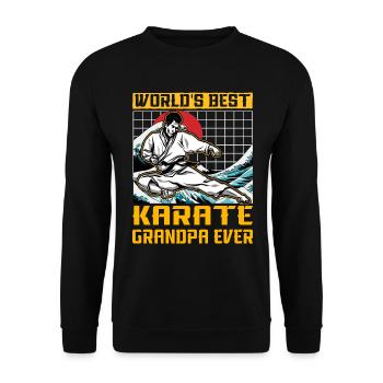 Der weltbeste Karate-Opa aller Zeiten - Unisex Pullover - Schwarz - Vorne - Alina (178cm) & Michal (187cm)