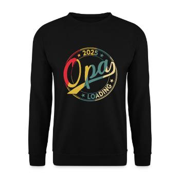 Opa 2025 Loading Retro Werdender Opa 2025 - Unisex Pullover - Schwarz - Vorne - Alina (178cm) & Michal (187cm)