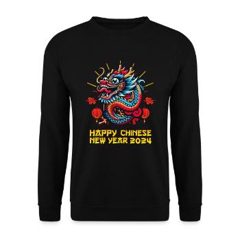 Majestätischer Drache 2024 - Mondneujahrsfeier - Unisex Pullover - Schwarz - Vorne - Alina (178cm) & Michal (187cm)