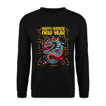 Majestätischer Drache 2024 - Mondneujahrsfeier - Unisex Pullover - Schwarz - Vorne - Alina (178cm) & Michal (187cm)