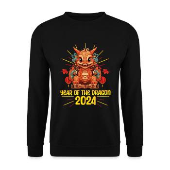 Majestätischer Drache 2024 - Mondneujahrsfeier - Unisex Pullover - Schwarz - Vorne - Alina (178cm) & Michal (187cm)