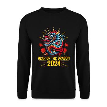 Majestätischer Drache 2024 - Mondneujahrsfeier - Unisex Pullover - Schwarz - Vorne - Alina (178cm) & Michal (187cm)