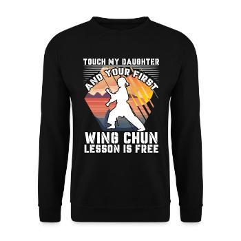 Touch my Daughter und deine erste Wing Chun Lektion - Unisex Pullover - Schwarz - Vorne - Alina (178cm) & Michal (187cm)