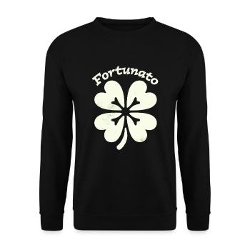 Fortunato Emblem Distressed Four-Leaf - Unisex Sweatshirt - black - Front - Alina (178cm) & Michal (187cm)