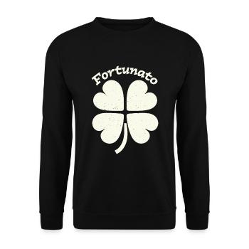 Fortunato Emblem Distressed Four-Leaf - Unisex Sweatshirt - black - Front - Alina (178cm) & Michal (187cm)