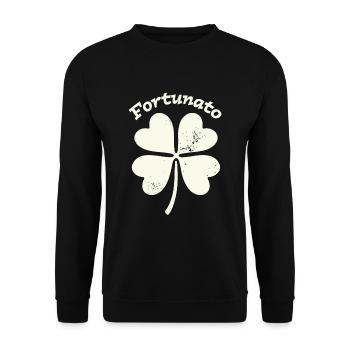 Fortunato Emblem Distressed Four-Leaf - Unisex Sweatshirt - black - Front - Alina (178cm) & Michal (187cm)