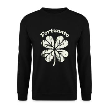 Fortunato Emblem Distressed Four-Leaf - Unisex Sweatshirt - black - Front - Alina (178cm) & Michal (187cm)