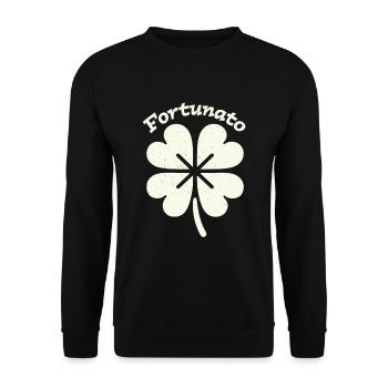 Fortunato Emblem Distressed Four-Leaf - Unisex Sweatshirt - black - Front - Alina (178cm) & Michal (187cm)