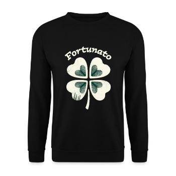 Fortunato Emblem Distressed Four-Leaf - Unisex Sweatshirt - black - Front - Alina (178cm) & Michal (187cm)