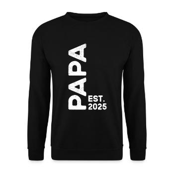Papa Est. 2025 werdender Vater 2025 Bald Papa 2025 - Unisex Pullover - Schwarz - Vorne - Alina (178cm) & Michal (187cm)
